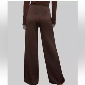 Vince Women's Brown High Waist Flat Front Satin Wide-Leg Pants Size S BNWT